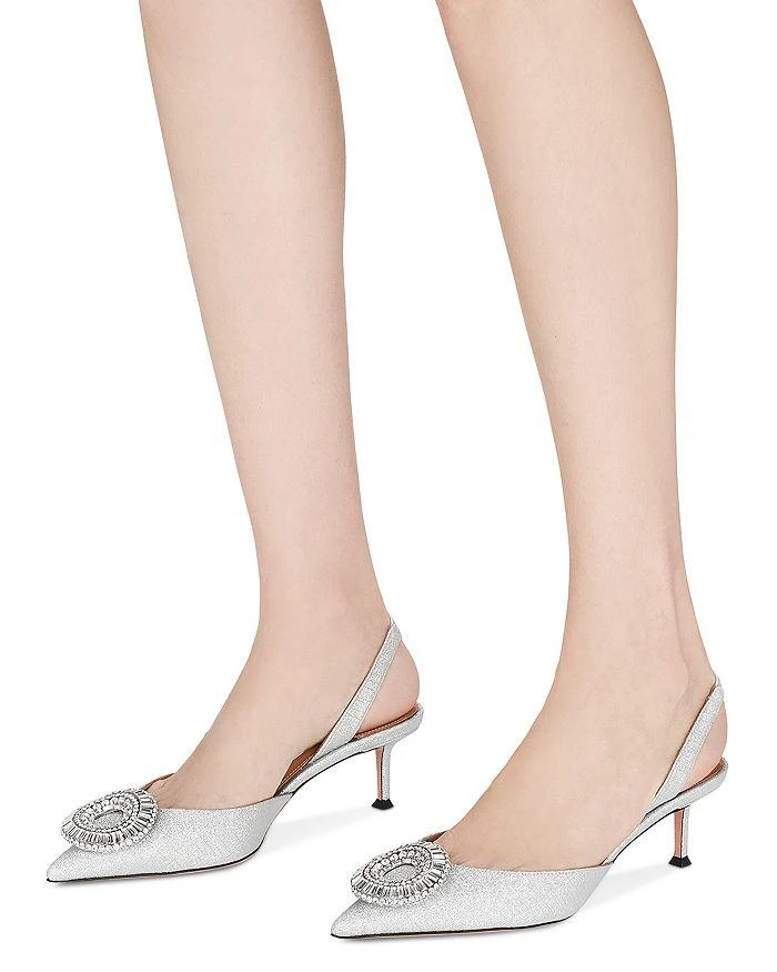 Aquazzura Women's Crystal Hoop 50 Slingback Pumps 6