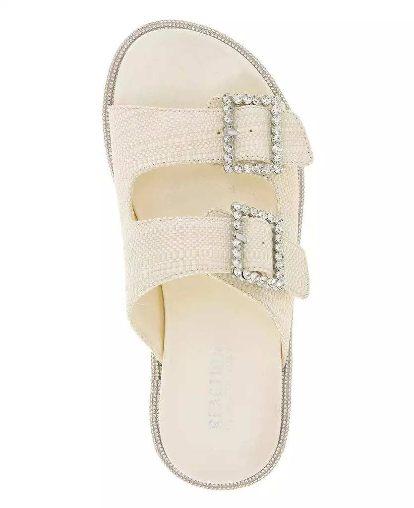 Kenneth Cole Women's Sydney Two Band Jewel Buckle Flat Sandals 4