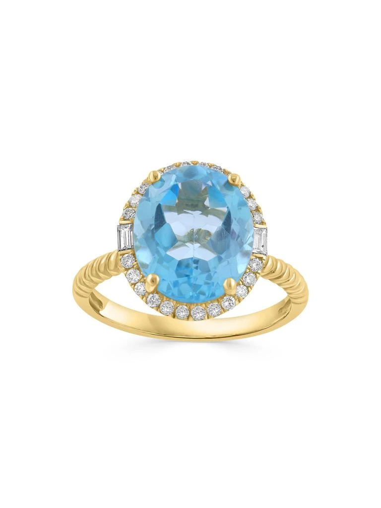 Effy 14K Yellow Gold, Blue Topaz 
0.24 TCW Diamond Halo Ring 3
