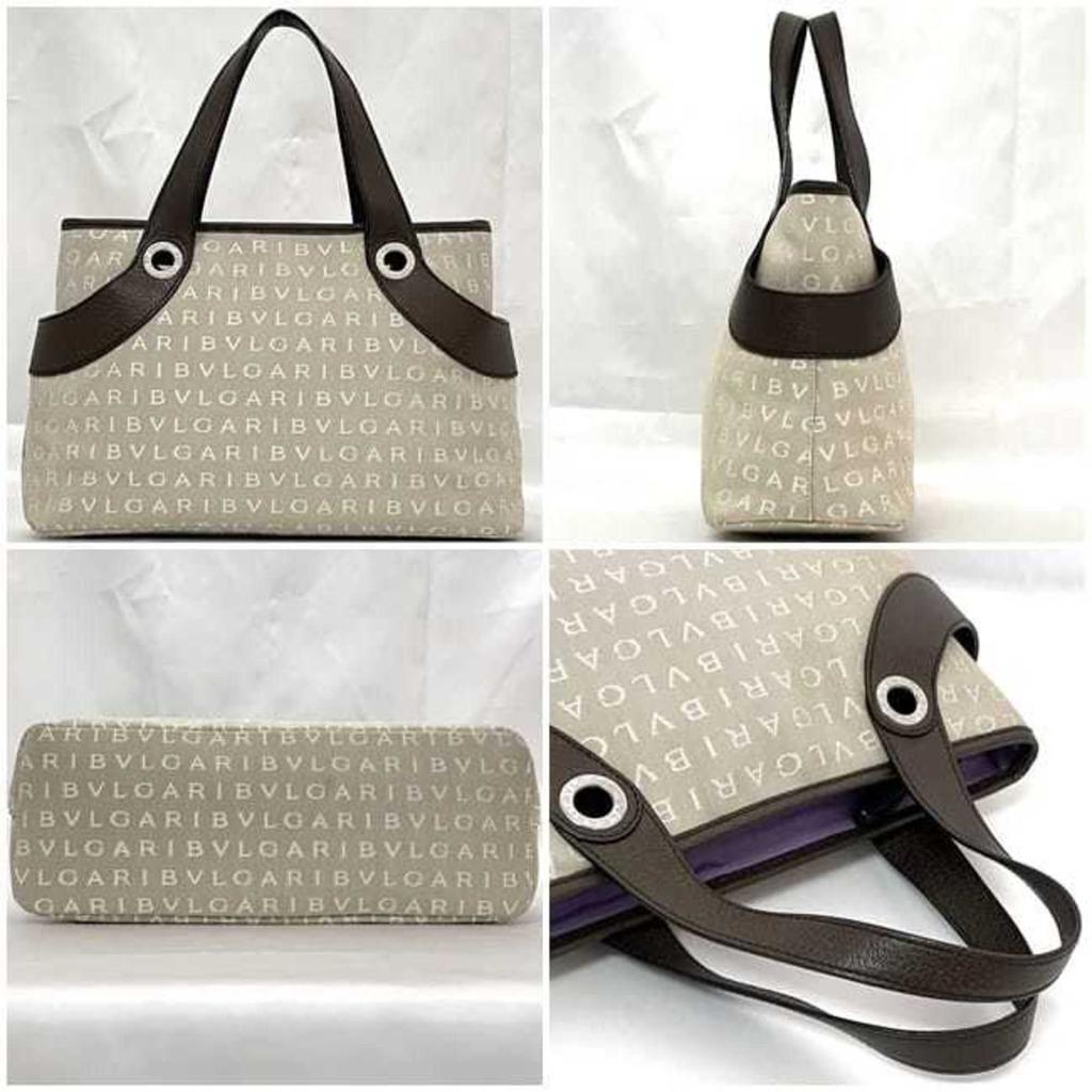 BVLGARI Canvas Leather Tote Bag (Pre-Owned)