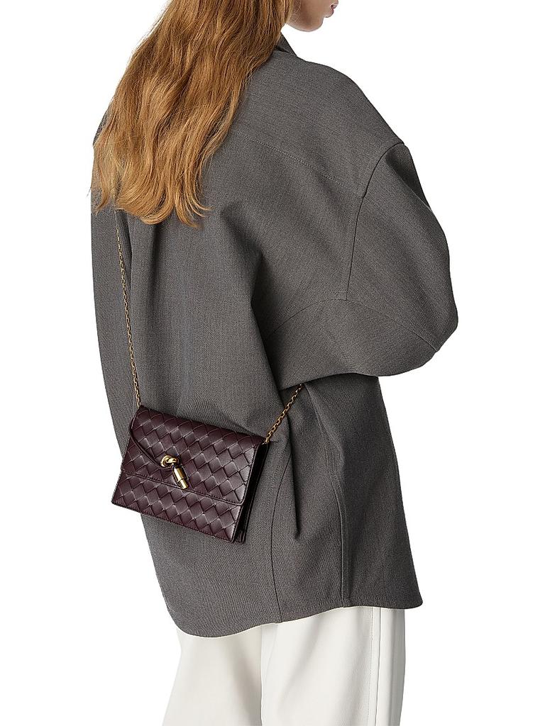 Bottega Veneta Andiamo Intrecciato Leather Chain Pouch