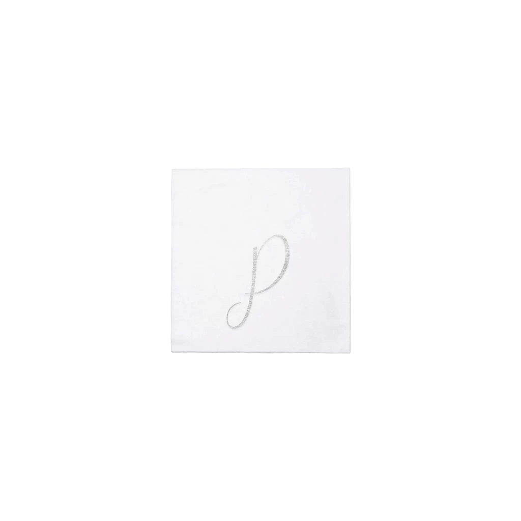 VIETRI Papersoft Napkins Silver Monogram Cocktail Napkins - P (Pack of 20) 1