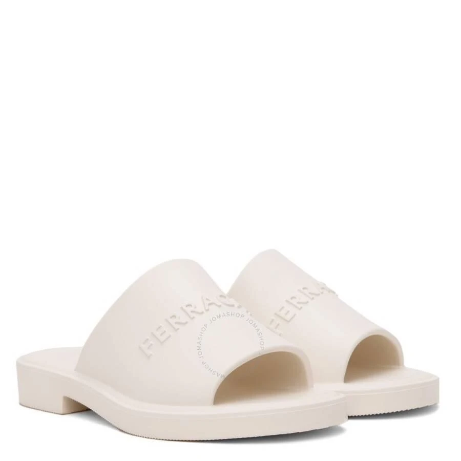 Salvatore Ferragamo Men's White Logo-Embossed Slip-On Sandals 2