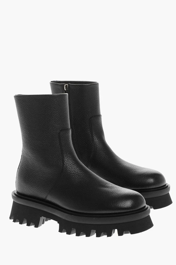 Salvatore Ferragamo Textured Leather Klem Booties With Carrion Sole 1