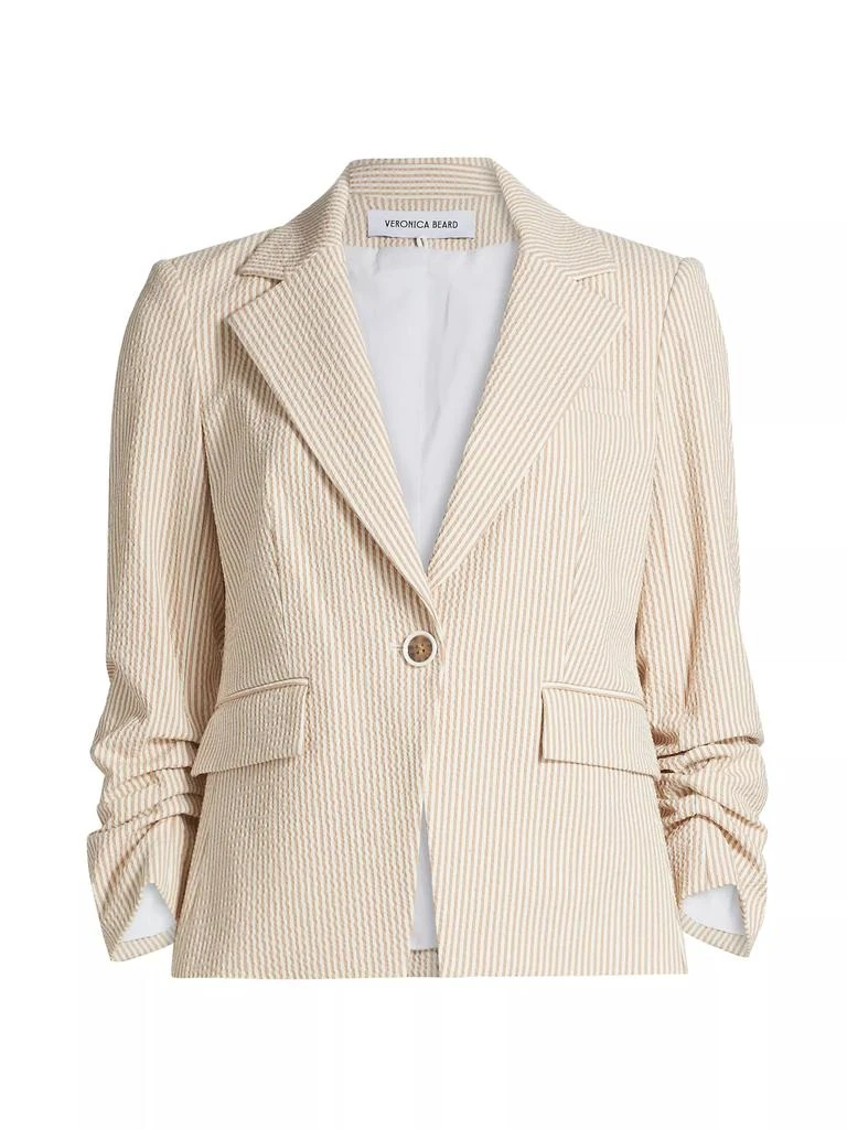 VERONICA BEARD Aaliyah Dickey Seersucker Ruched Blazer 1