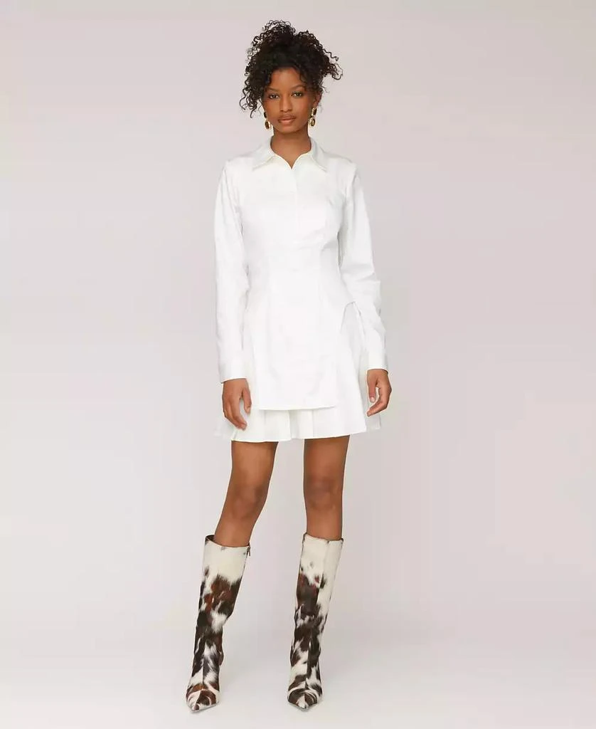 Avec Les Filles Women's Collared Long-Sleeve Short Shirtdress 2