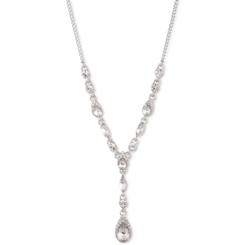 Givenchy Pear-Shape Crystal Lariat Necklace, 16" + 3" extender