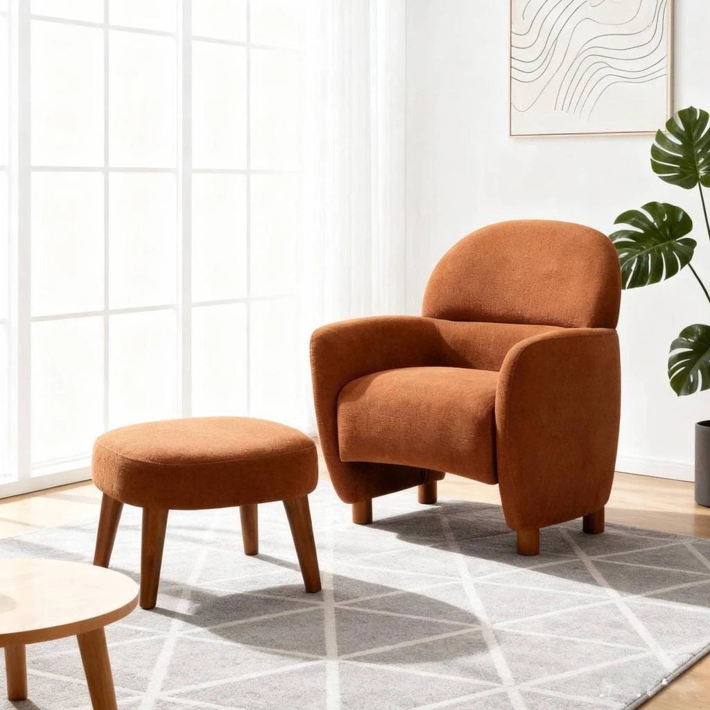 Streamdale Furniture Streamdale Modern Lazy Chair with Footrest Ottoman