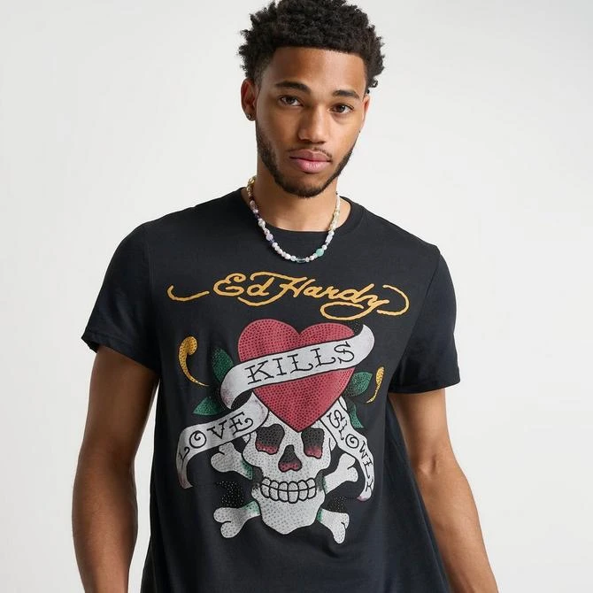 ED HARDY Men's Ed Hardy Love Kills Slowly Rhinestone Skull T-Shirt 5