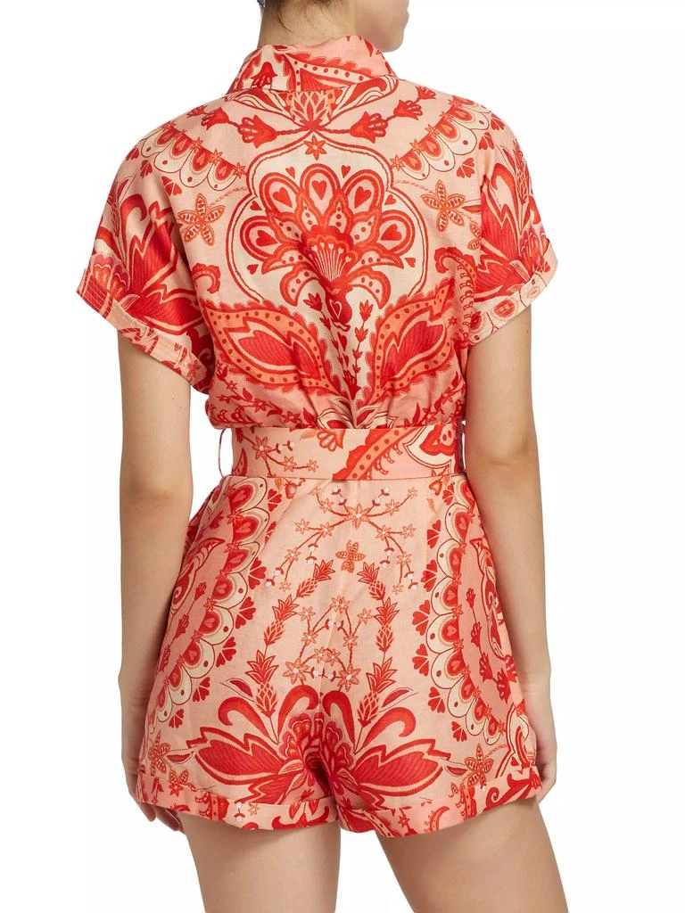 Farm Rio Jaipur Linen Belted Romper 5