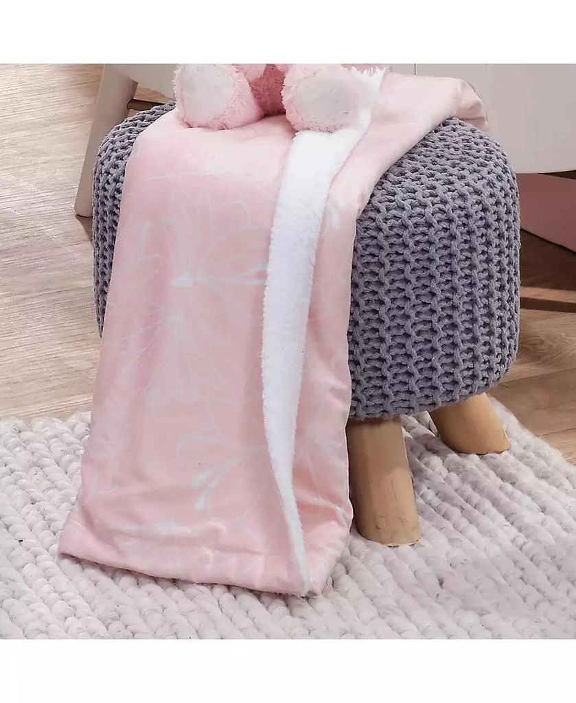 Lambs 
Ivy Petals Pink/White Floral Fleece Faux Shearling Soft Baby Blanket 2