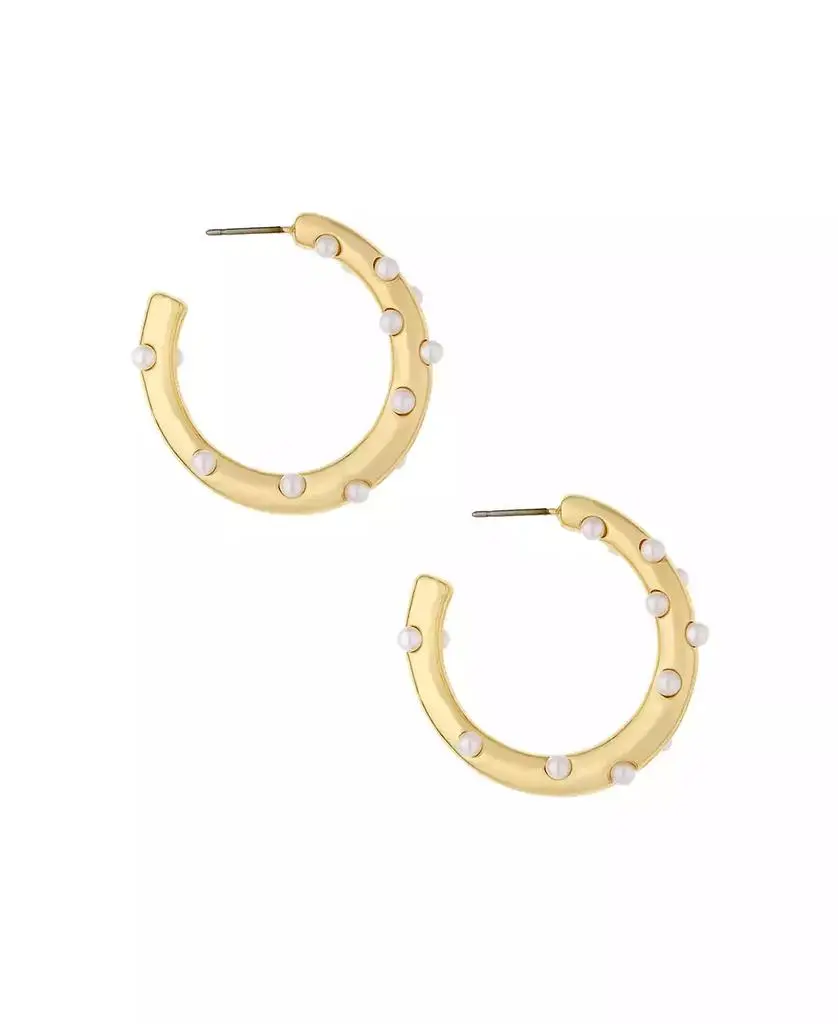 Ettika Jewelry 18K Gold Plated and Imitation Pearl Studded Hoops
