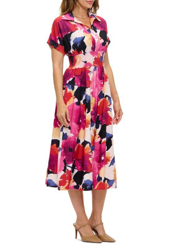 Renee C. Ruched Floral-Print Midi-Dress 3