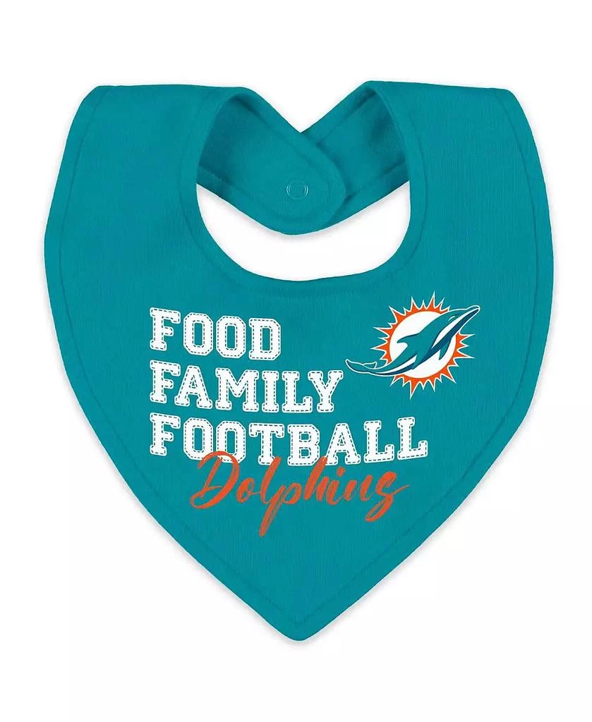 WEAR by Erin Andrews Baby Boys and Girls Newborn 2-Piece Miami Dolphins Sleep and Play Full-Zip Sleeper Bib Set 3