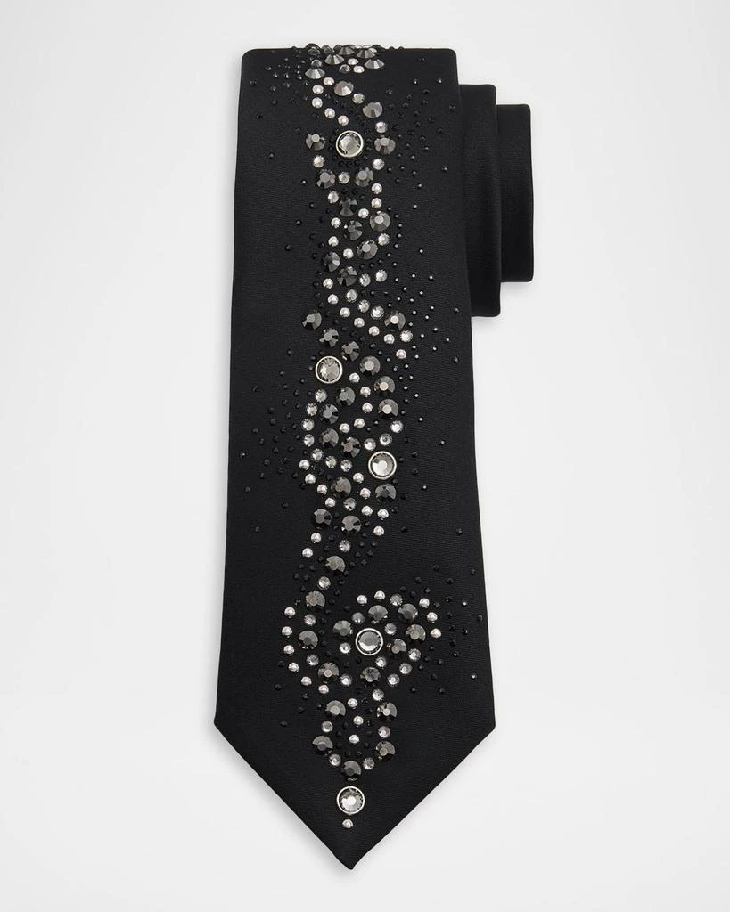 Versace Men
s Wool Blend Medusa Rhinestone-Embellished Tie