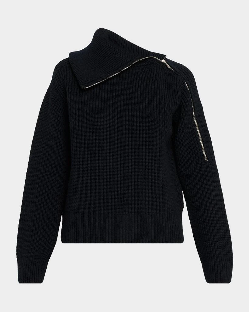 Dries Van Noten Talim Zipped Wool Turtleneck Sweater 1