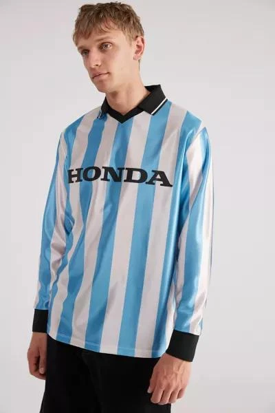 Urban Outfitters Honda Long Sleeve Striped Soccer Jersey Polo Tee 1