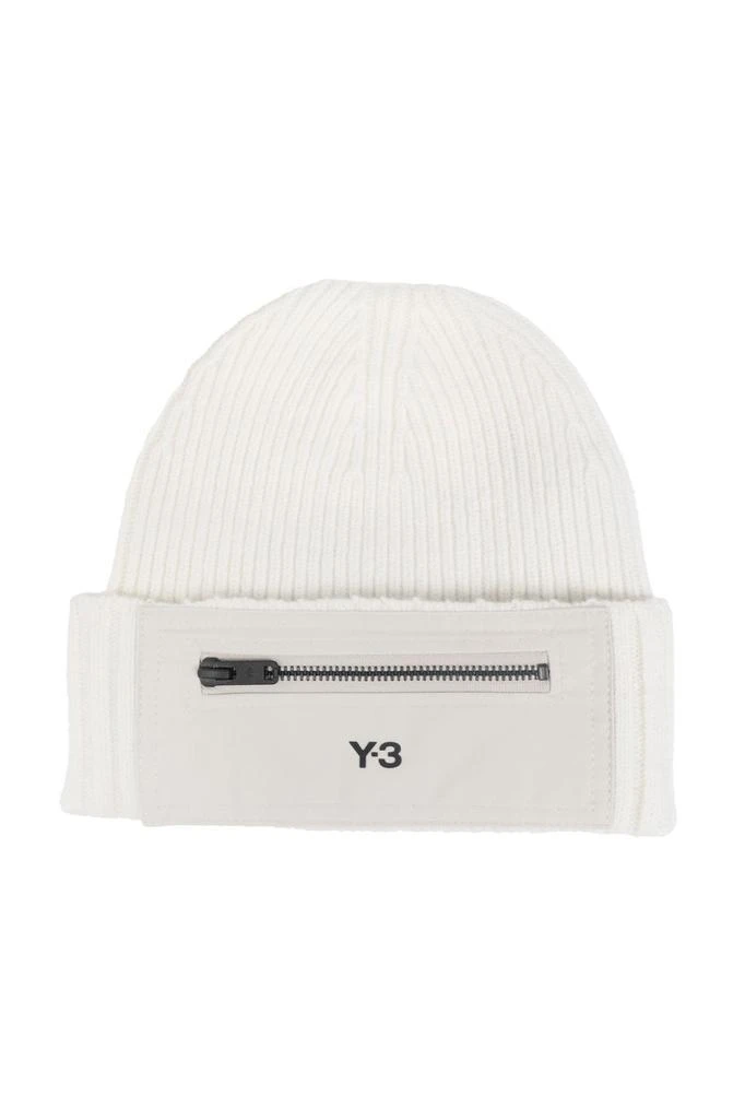 Y-3 Y-3 Logo Printed Ribbed-Knit Beanie 1