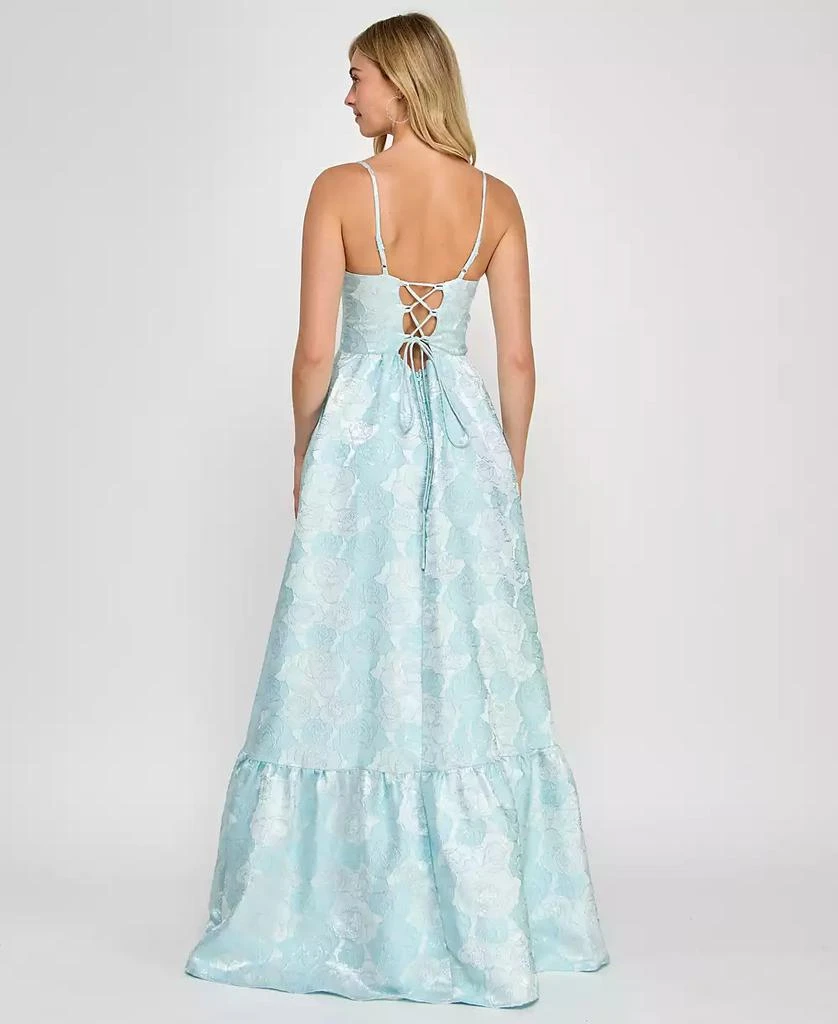 Crystal Doll Juniors' Sleeveless Brocade Corset Gown 2