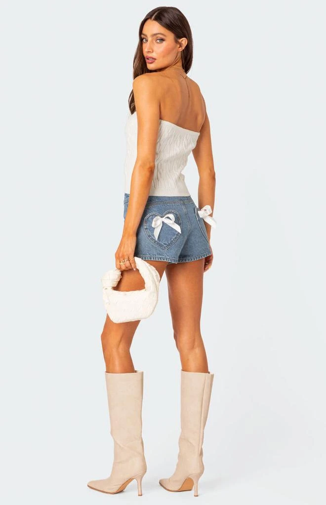 Edikted Bow Pocket Washed Denim Shorts 4