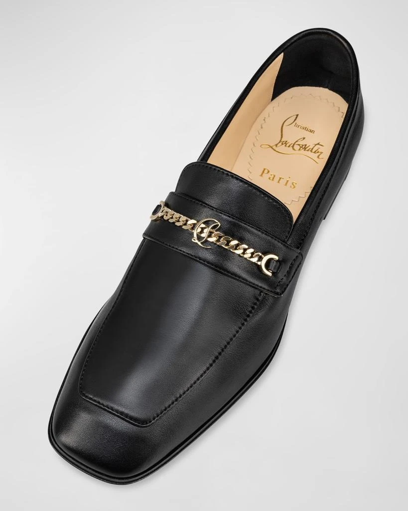 Christian Louboutin Leather Chain Red Sole Loafers 3