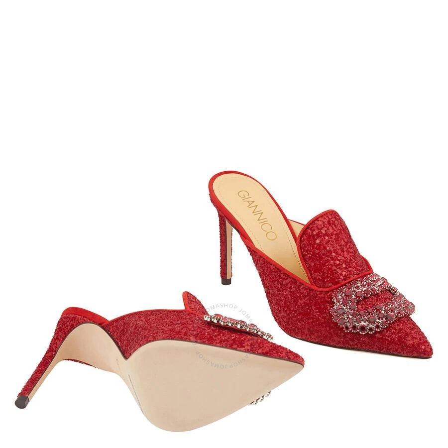 GIANNICO Ladies Ruby Red Daphne Glittered High-heel Mules 2