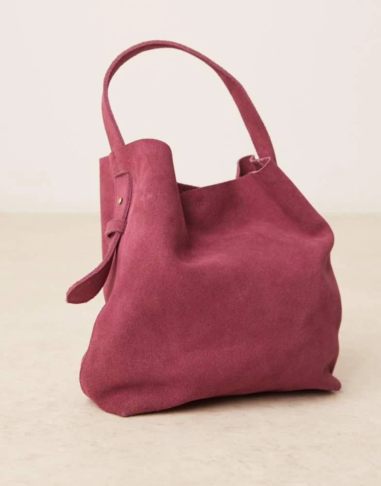 Barneys Originals Barneys originals suede bucket bag in burgundy 2
