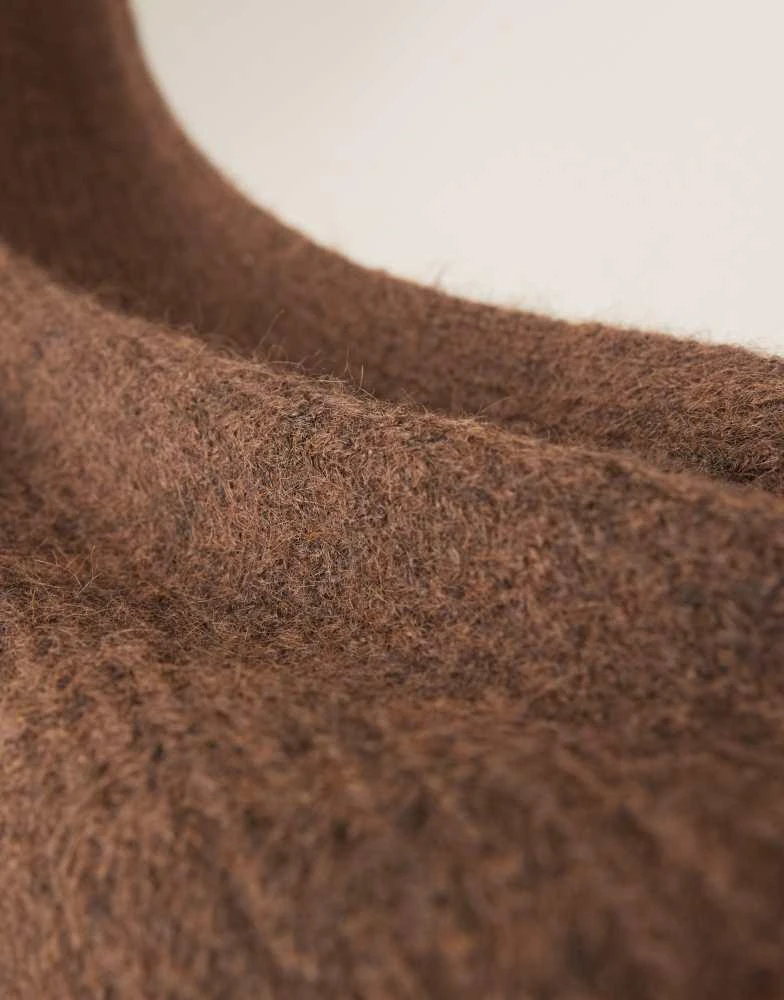 ASOS ASOS DESIGN knit scarf in wool mix in chocolate 3