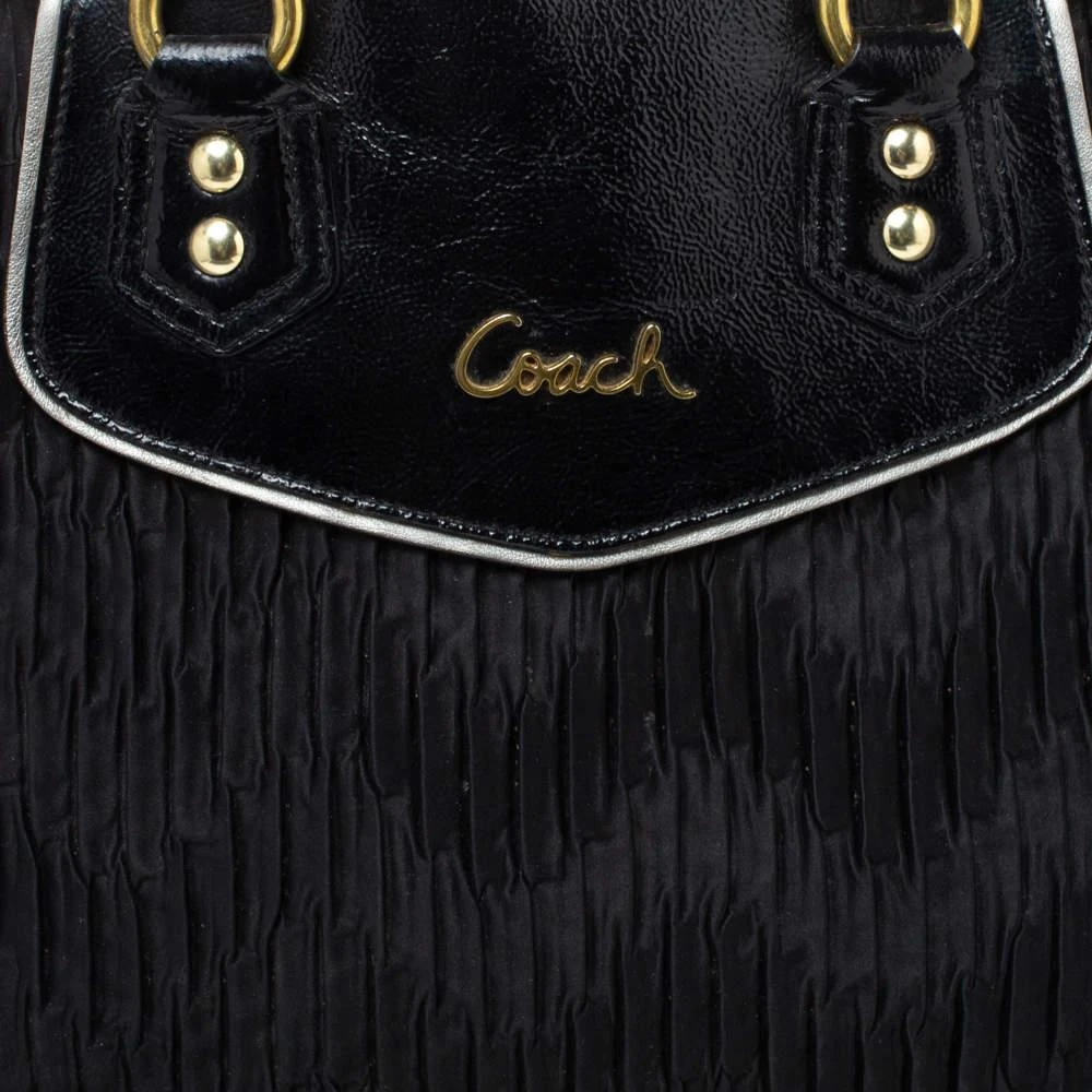 Coach Coach Black Pleated Satin and Patent Leather Tote 5