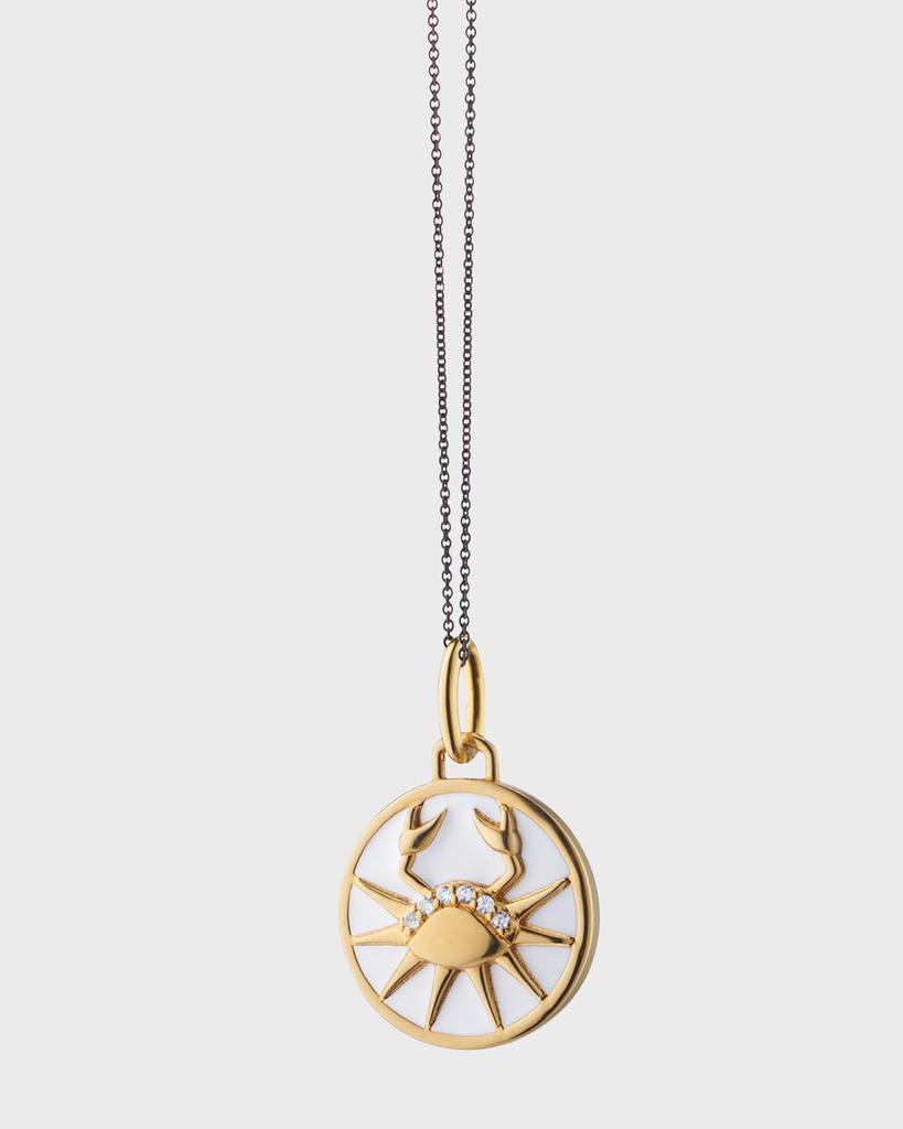Monica Rich Kosann 18K Gold Vermeil Aquarius Blue Enamel Zodiac Charm Necklace