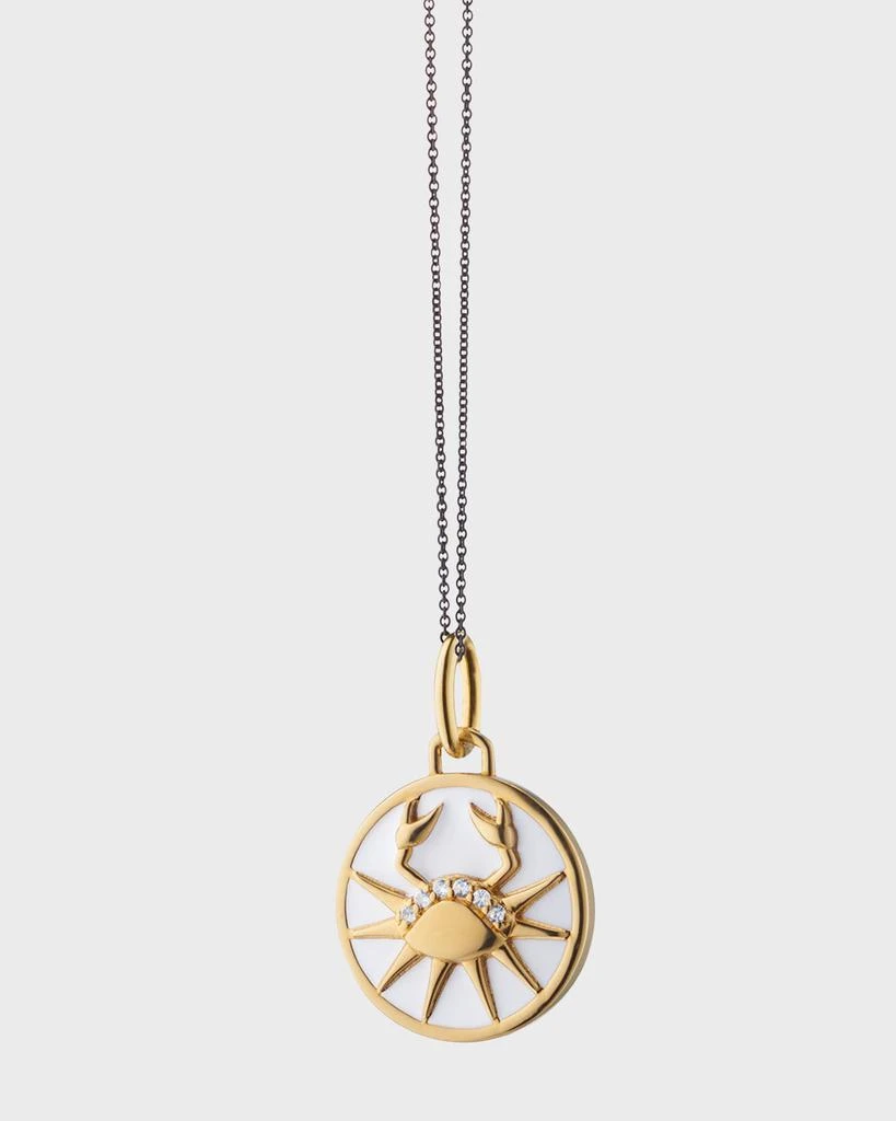 Monica Rich Kosann 18K Gold Vermeil Aquarius Blue Enamel Zodiac Charm Necklace 1