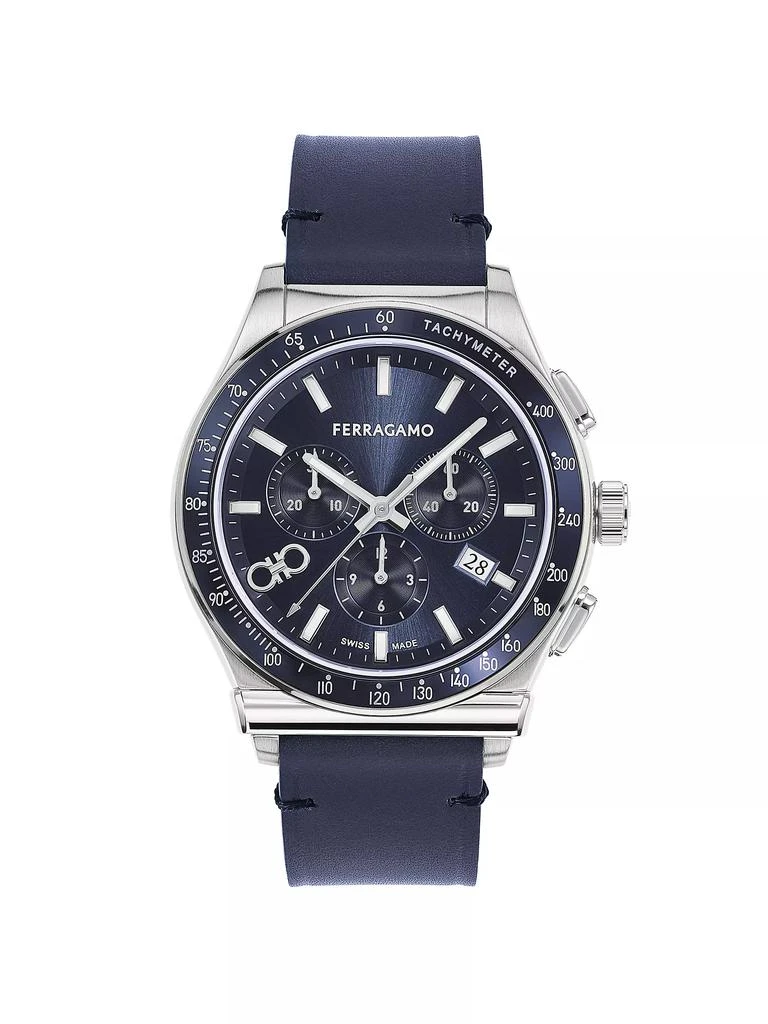 Salvatore Ferragamo FERRAGAMO 1927 Chronograph Stainless Steel & Leather Strap Watch/42MM 1