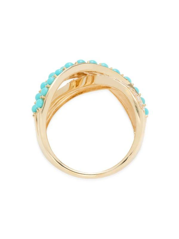 Effy 14K Yellow Gold, 0.27 TCW Diamond & Turquoise Wrap Ring 3