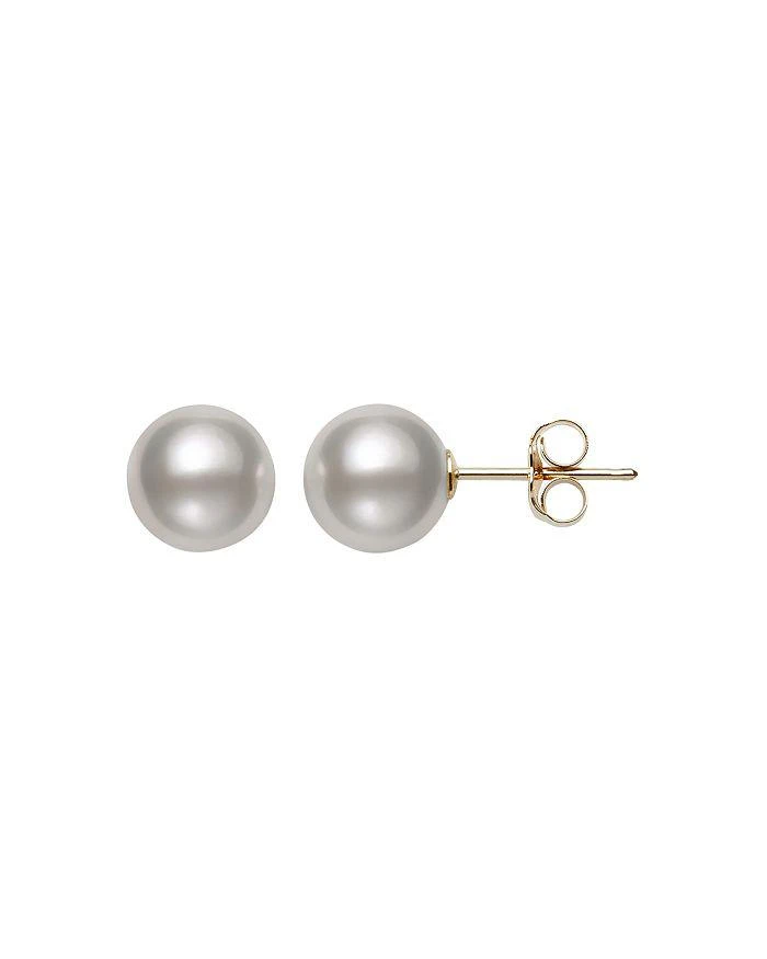 Bloomingdale's Akoya Pearl Stud Earrings in 14K Yellow Gold - Exclusive 1