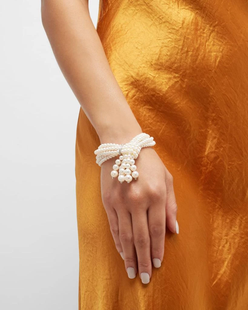 Utopia Six-Strand Pearl Tassel Bracelet with Diamonds 2