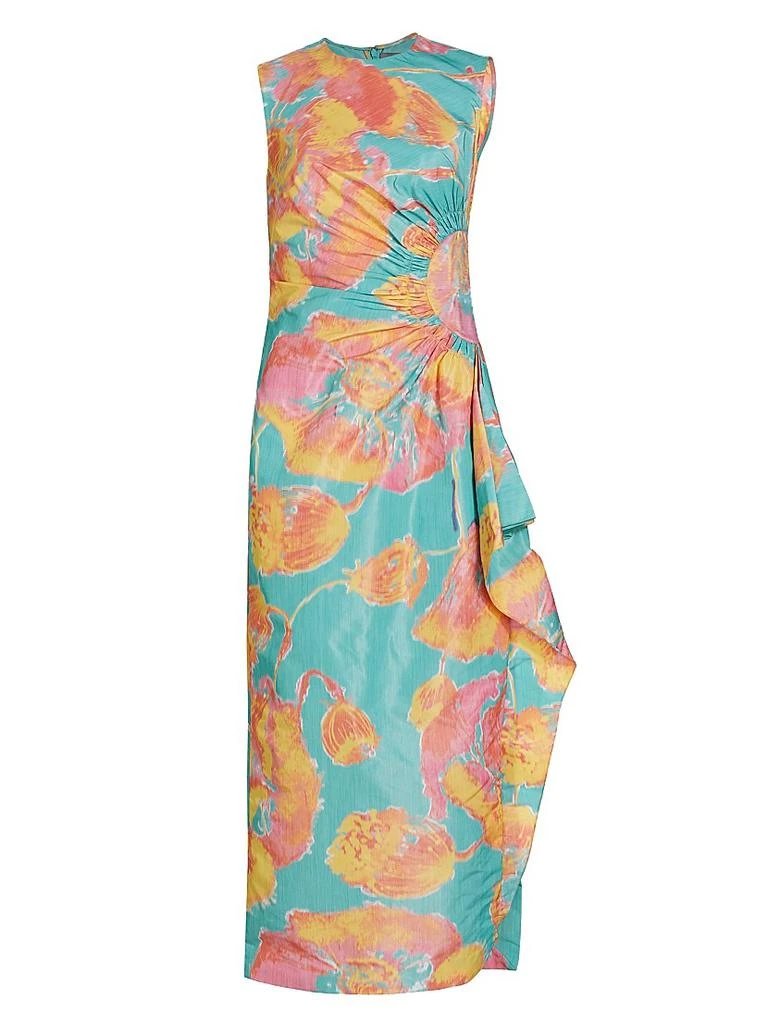 LELA ROSE Julia Printed Draped Midi-Dress 1