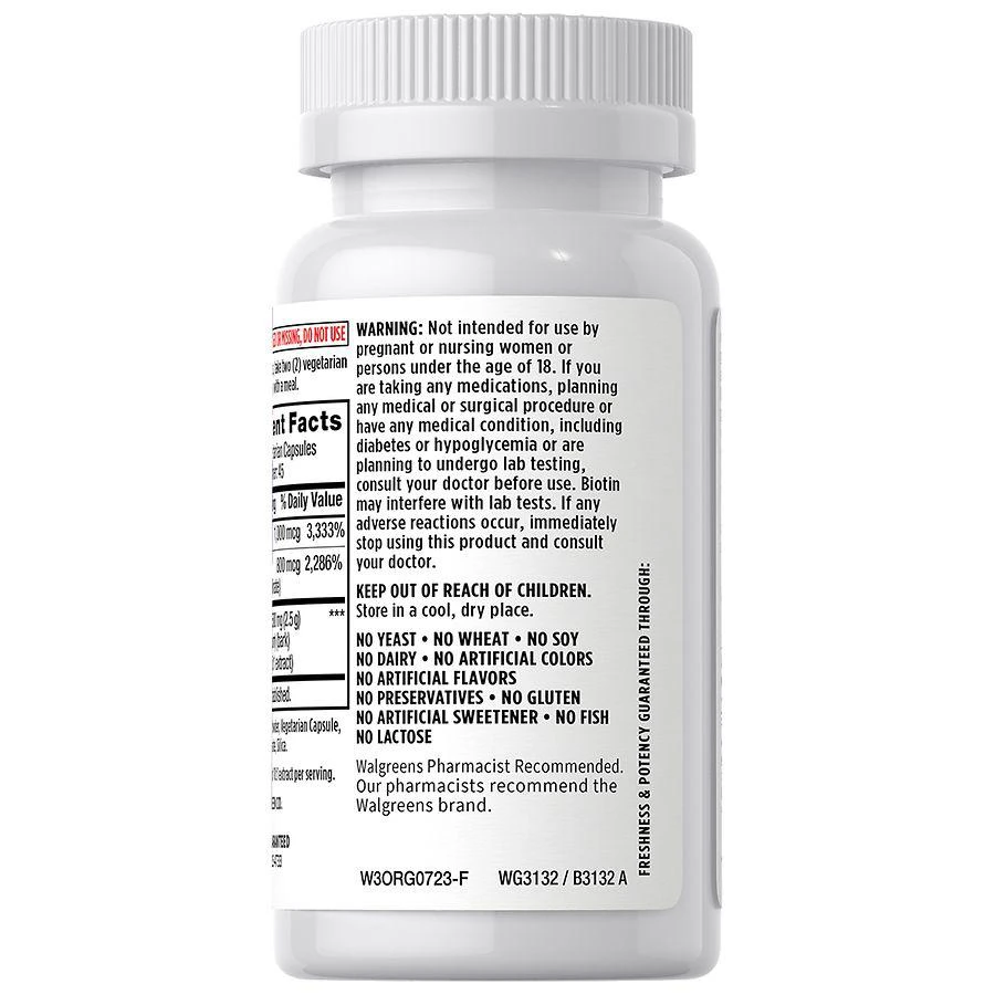 Walgreens Ceylon Cinnamon plus Biotin and Chromium Capsules 2