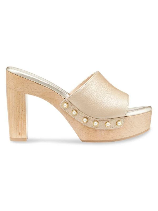 Stuart Weitzman Pearl 85MM Block Heel Clog Mule Sandals 1