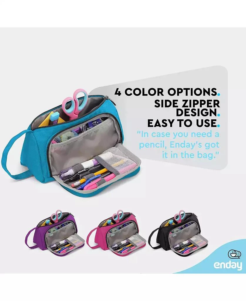 Enday Big Capacity Pencil Case, 3 Compartments Pencil Bags with Zipper, Large Capacity Pencil Pouch, Cute Pencil Case Organizer, Zipper Pencil Pouches, Pink 5