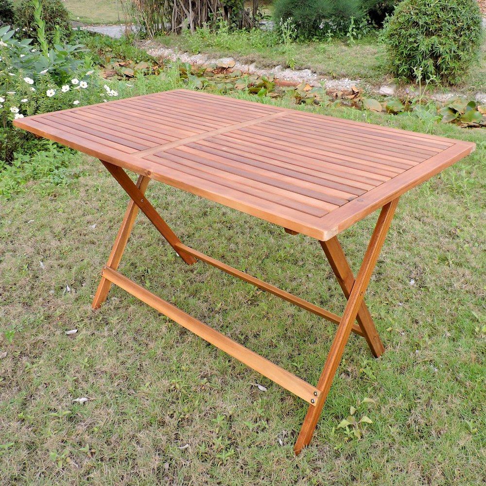 International Caravan Rectangular Hardwood Folding Dining Table, Stain