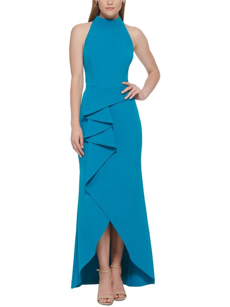 plunge halter midi dress Anaisa Orange Plunge Halter-Neck Midi Dress – Club L London