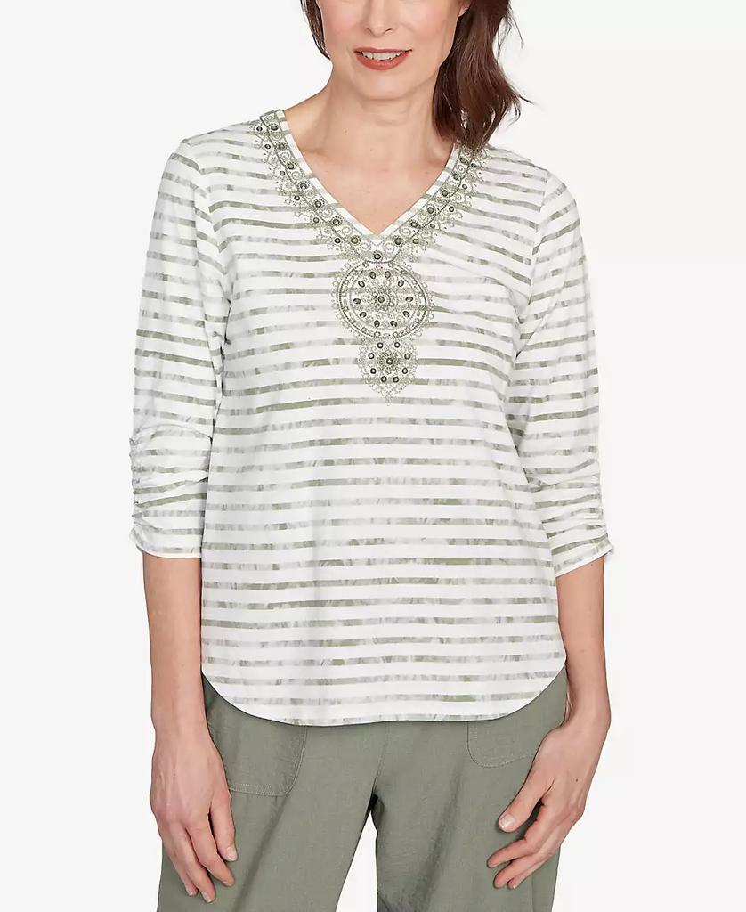 Alfred Dunner Women's Copper Canyon Textured Medallion Neckline Top