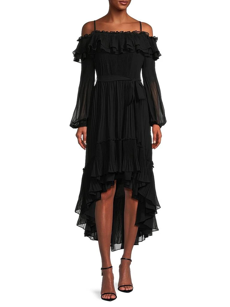 UNGARO Holland Pleated Ruffled High-Low Dress 2