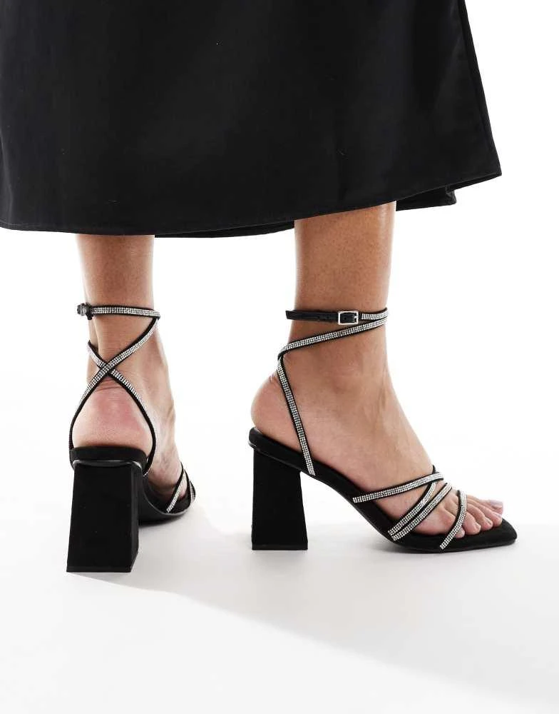 London Rebel London Rebel Audrey embellished strappy heeled sandal in black 3