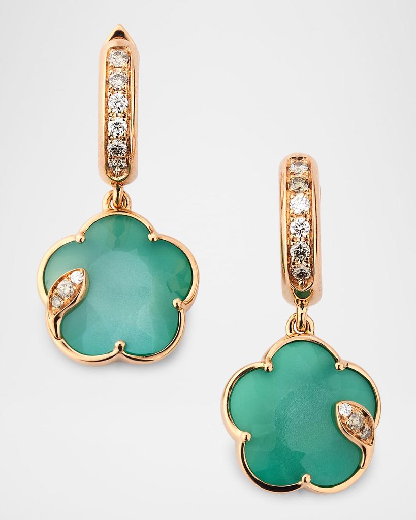 Pasquale Bruni Ton Joli 18K Rose Gold Diamond Earrings with Green Agate