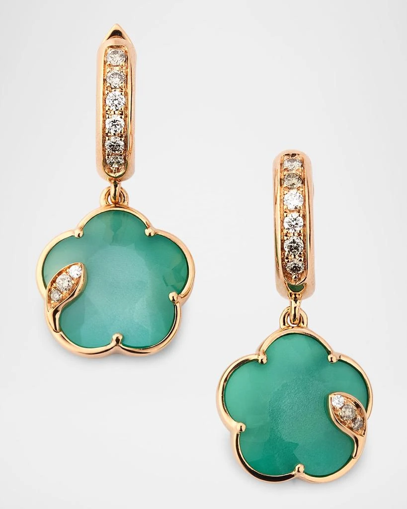 Pasquale Bruni Ton Joli 18K Rose Gold Diamond Earrings with Green Agate 1