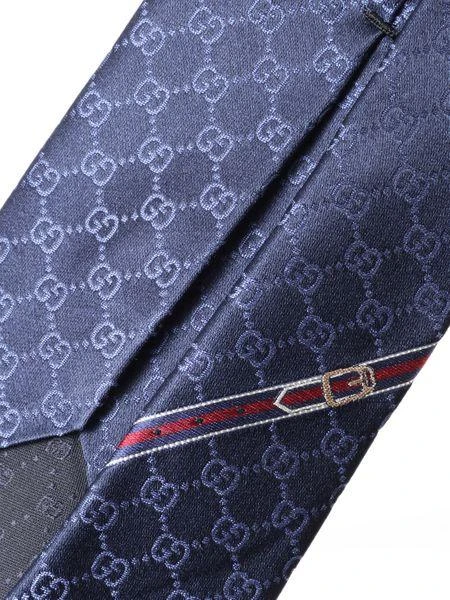Gucci NAVY SILK TIE WITH GG MOTIF 3
