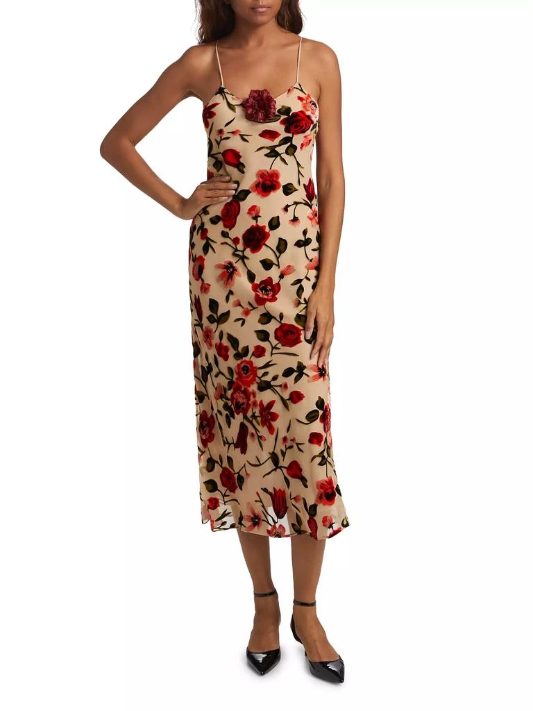 Rodarte Rose Velvet Devoré Slip Dress 2