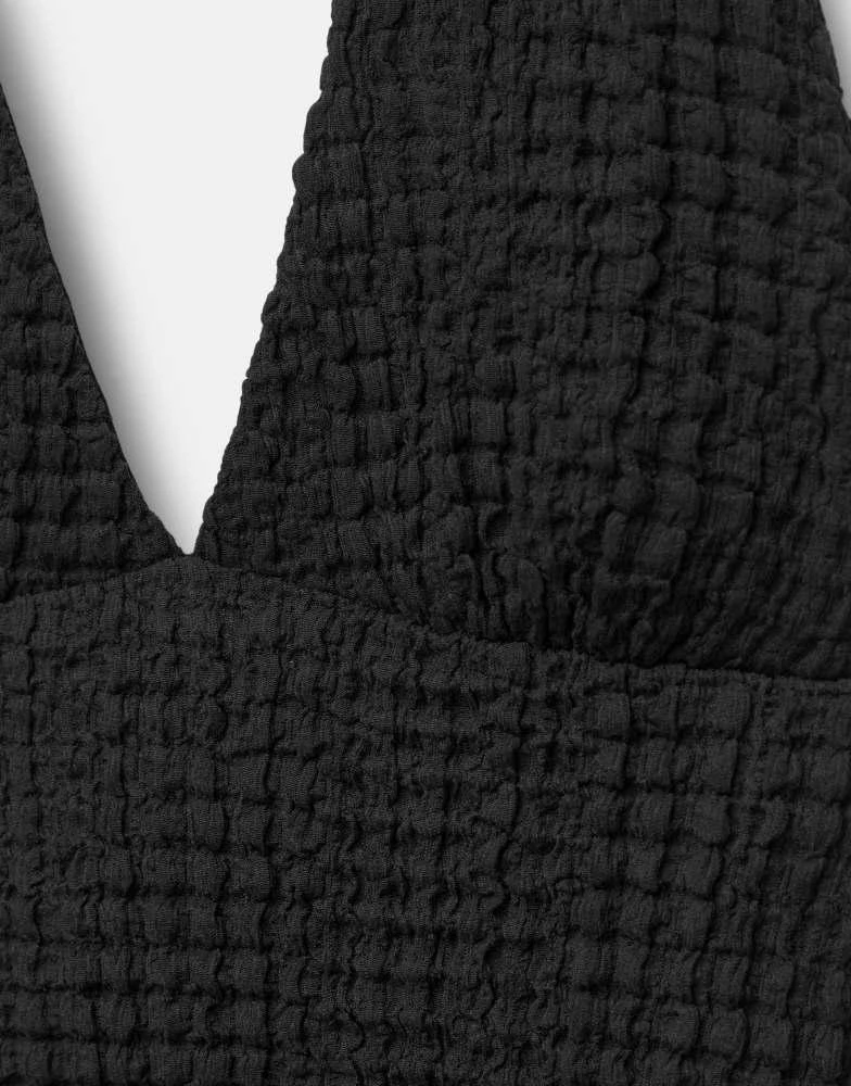 Pull&Bear Pull&Bear textured halter top in black 3
