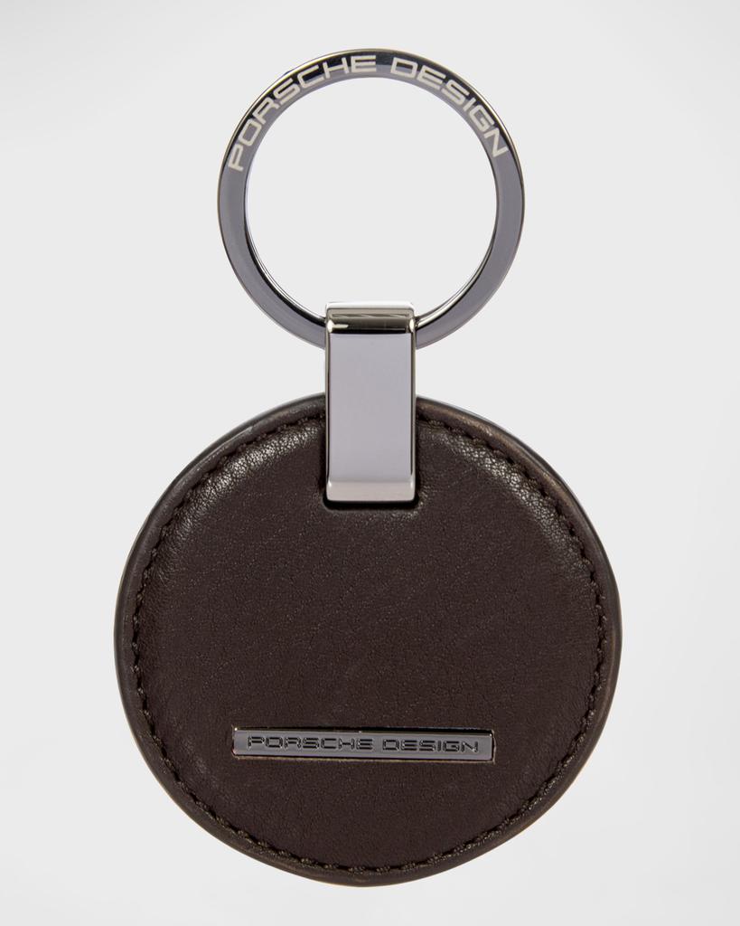 Porsche Design Men's Circle Leather Logo Keyring